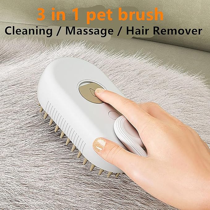 3-in-1 Steam Grooming Brush for Dogs & Cats | USB Rechargeable