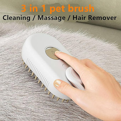 3-in-1 Steam Grooming Brush for Dogs & Cats | USB Rechargeable