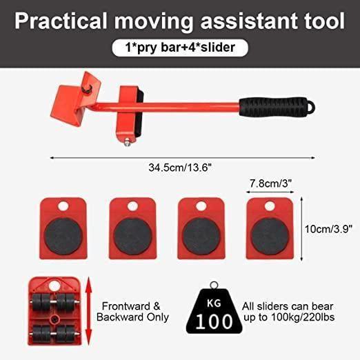 Heavy Duty Furniture Lifter & Mover Tool Set with Wheel Pads