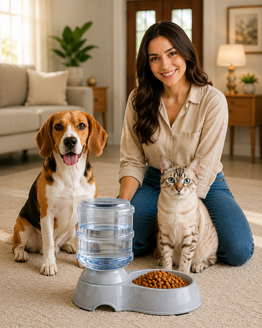 Automatic Pet Water & Food Dispenser – 3.5L Gravity Feeder